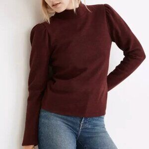 Madewell (Re)sourced Plush Mockneck Puff-Sleeve Top | Size L